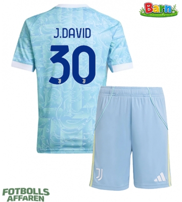 Juventus Jonathan David #30 Bortaställ Barn 2025-26 Kortärmad (+ Korta byxor)